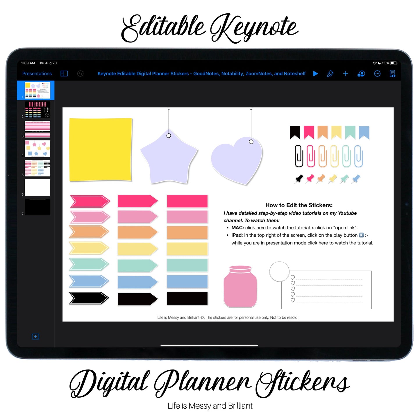 Editable Digital Planner Stickers for Apple, Windows, and Android