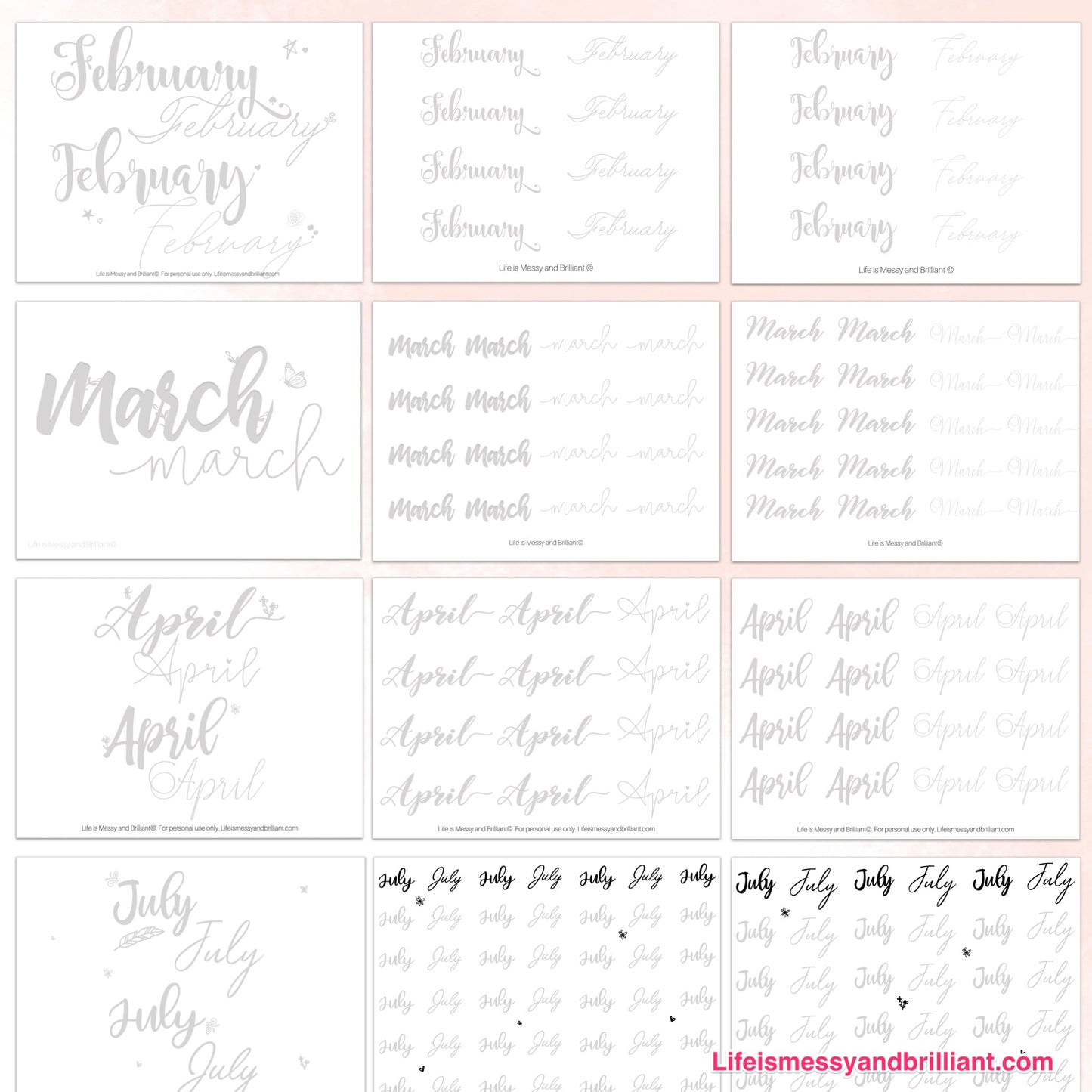 40+ Hand Lettering Practice Worksheets for Print and iPad Lettering